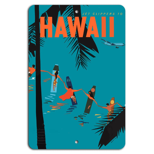 Jet Clippers to Hawaii Vintage Travel Aluminum Sign — product artwork