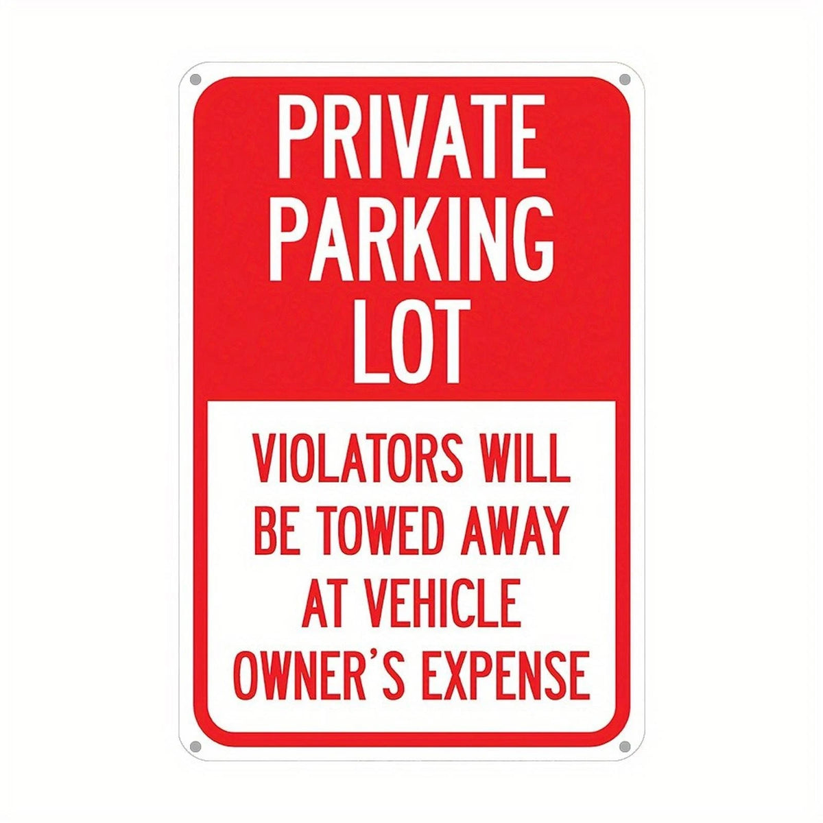 Parking Lot Towing Funny Commercial Warning Aluminum Sign — product artwork