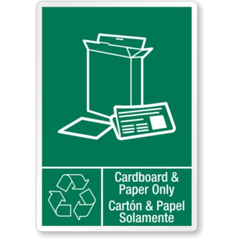 Cardboard Paper Bilingual Recycling Aluminum Sign — product artwork