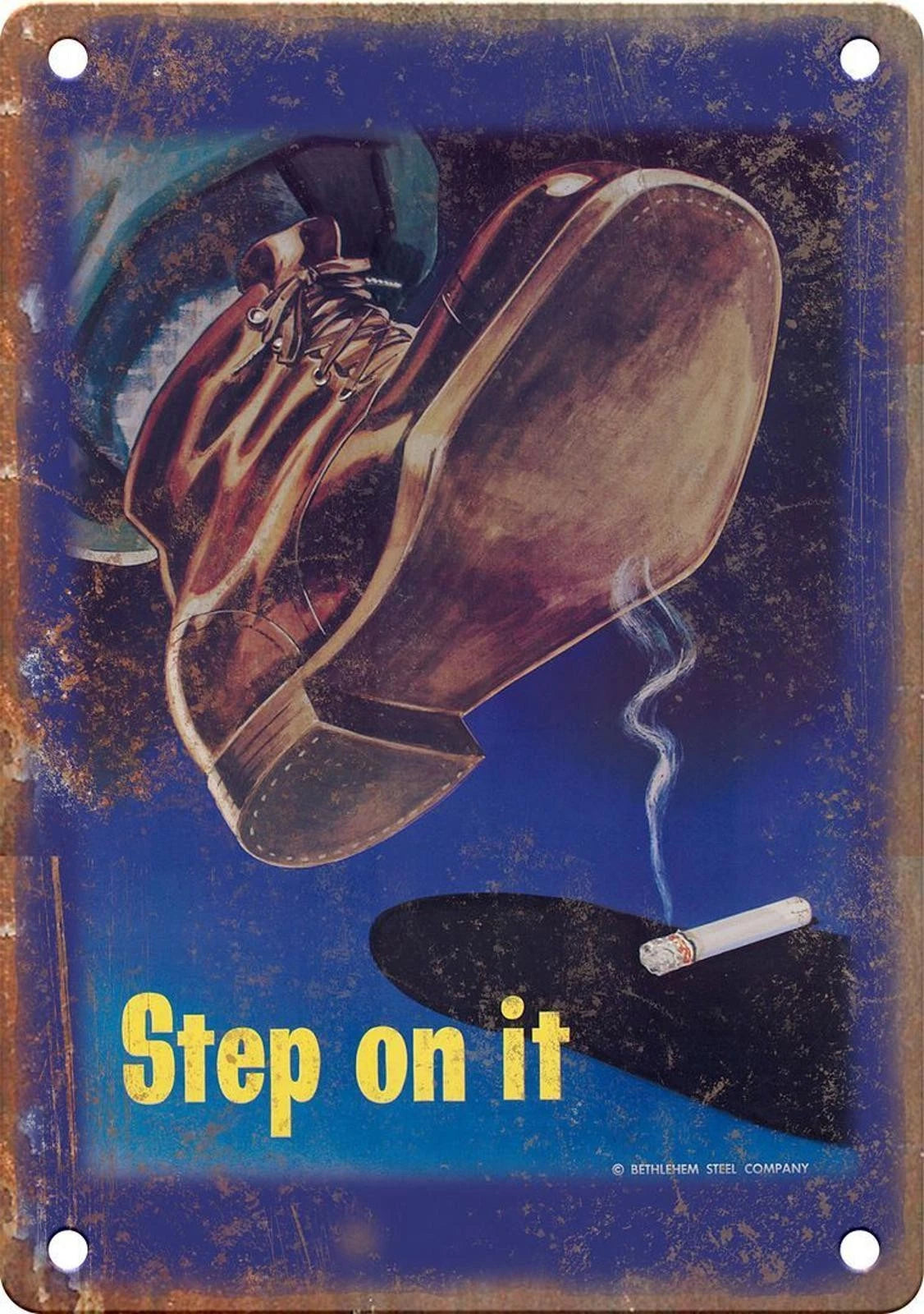WWII Propaganda Step on It Funny Vintage Style Aluminum Sign — product artwork