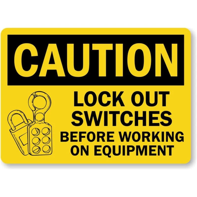 Lockout Tagout Power Servicing Aluminum Sign — product artwork