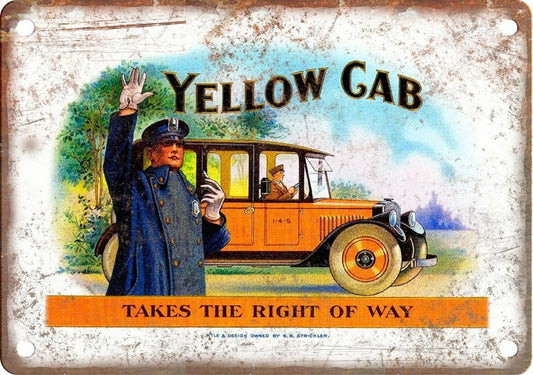 Cigar Box Yellow Cab Vintage Style Wall Art Aluminum Sign — product artwork