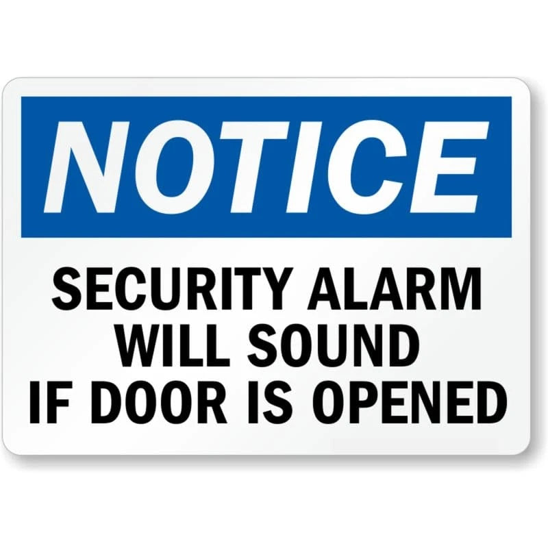 Security Alarm Door Notice Aluminum Sign — product artwork