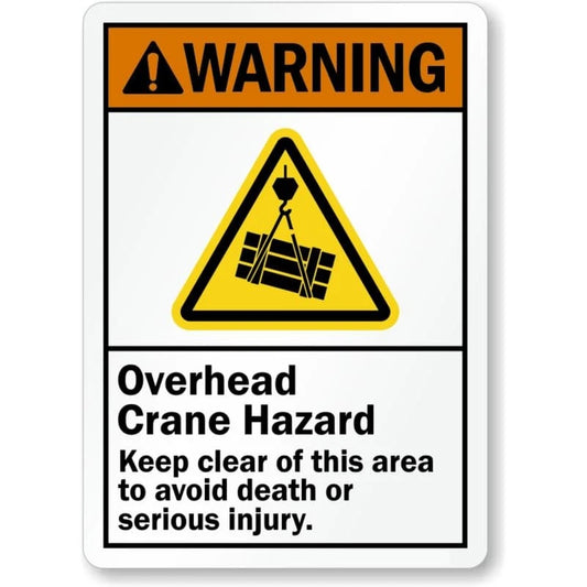 Overhead Crane Hazard Injury Aluminum Sign — product artwork