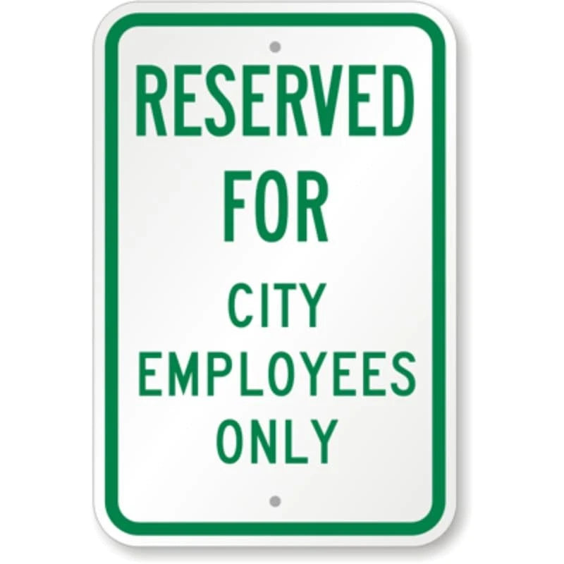 City Employees Parking Aluminum Sign — product artwork