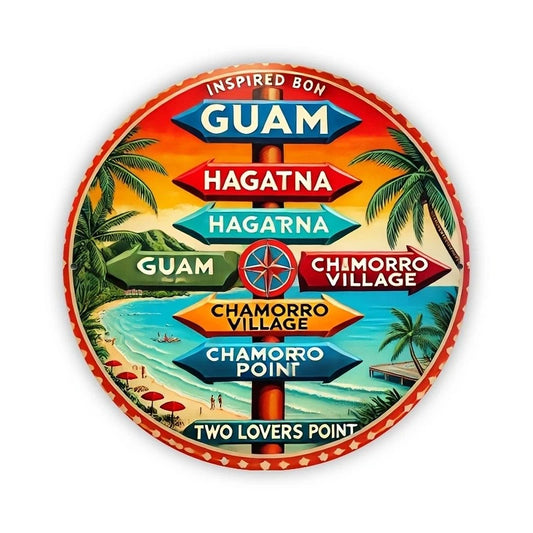 Iron Print Room Beach Destination Funny Round Aluminum Sign — product artwork