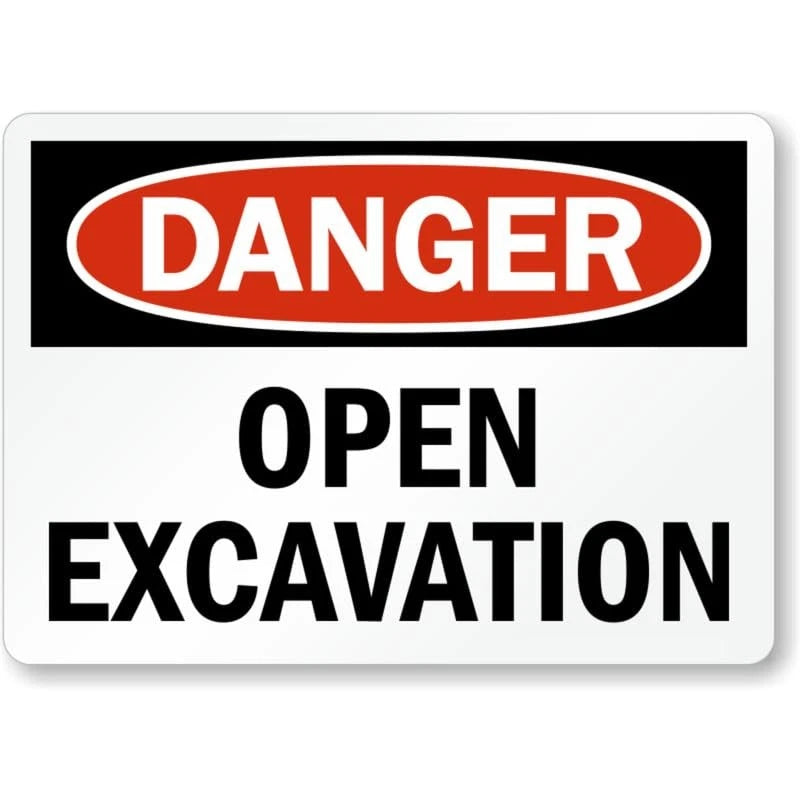 Open Excavations Danger Aluminum Sign — product artwork