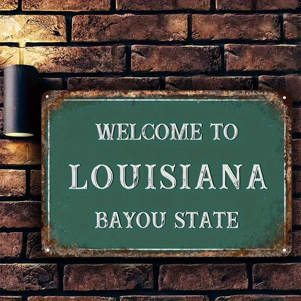 Vintage Louisiana 'bayou State' Retro Southern Travel Home Aluminum Sign — product artwork