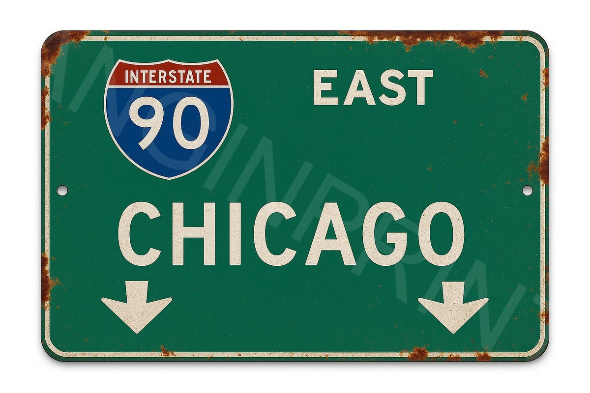 Chicago Highway Interstate 90 Aluminum Sign — product artwork