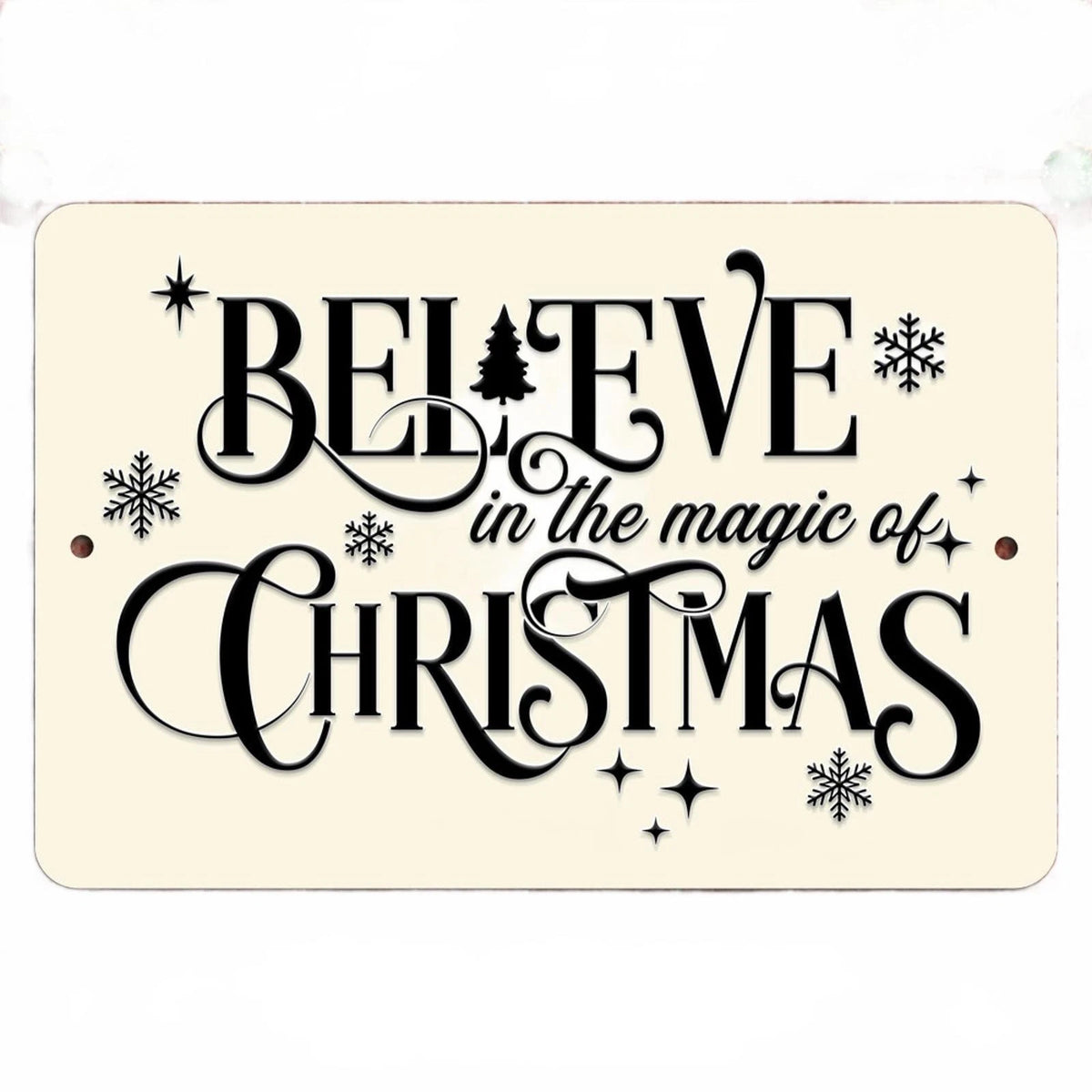 Christmas Elegant Black on Cream Aluminum Sign — product artwork