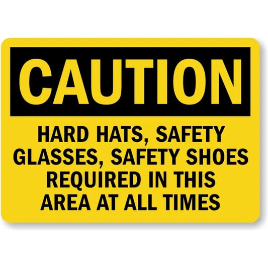 Safety Shoes Area Caution Aluminum Sign — product artwork