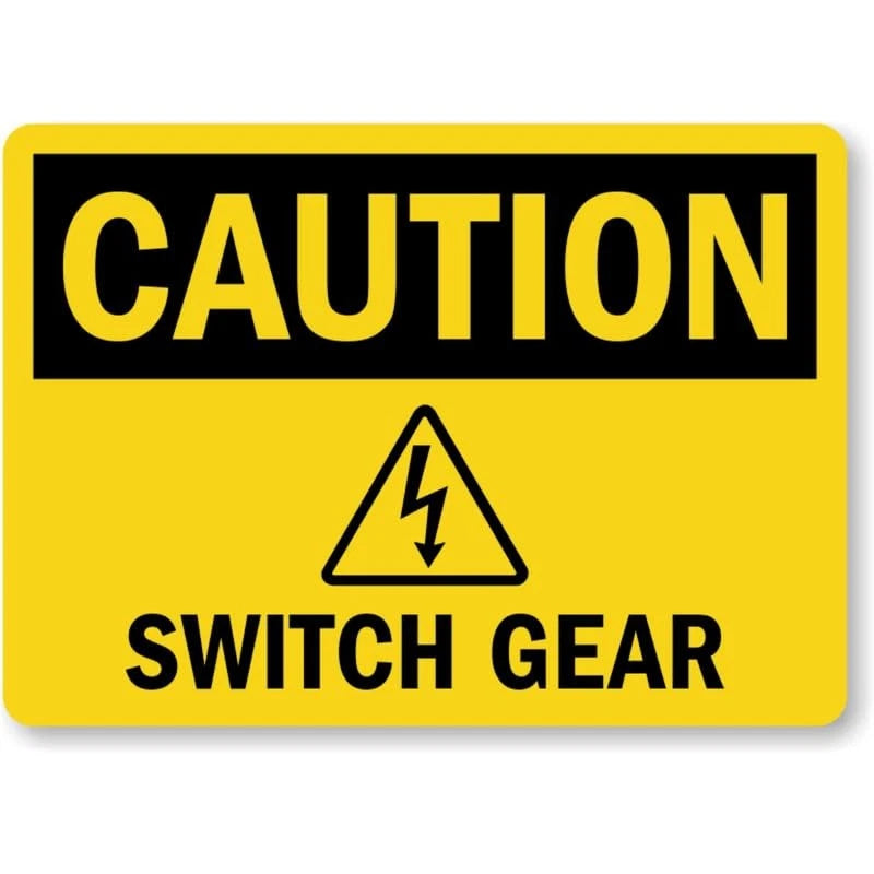 Switch Gear Caution Aluminum Sign — product artwork