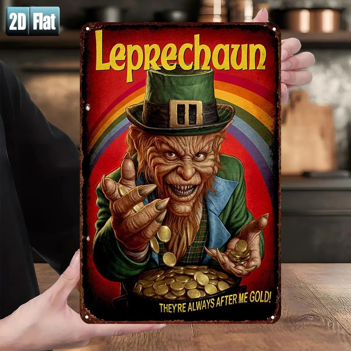 Leprechaun They're Always After Me Gold Aluminum Sign — product artwork