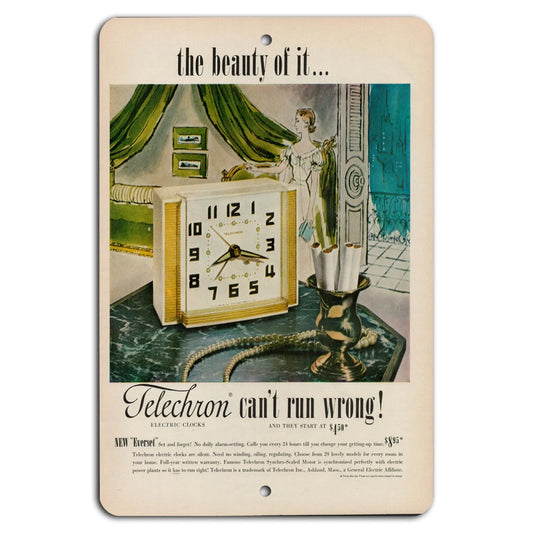Vintage Telechron Clock Vertical Aluminum Sign — product artwork