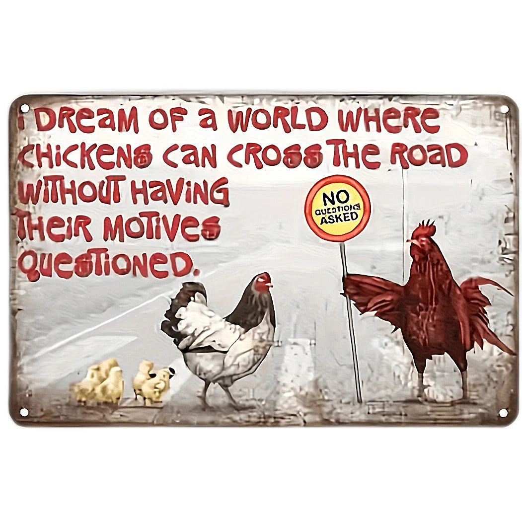 Chicken Crossing Funny Farmhouse Aluminum Sign — product artwork