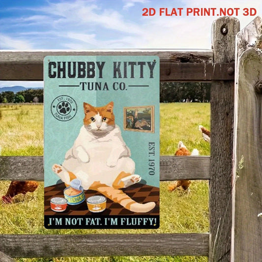 Cat Chubby Kitty Tuba Co Funny Aluminum Sign — product artwork