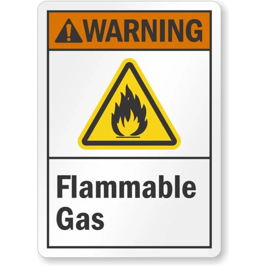 Flammable Gas Ansi Warning Aluminum Sign — product artwork