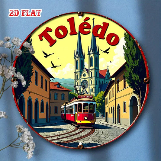 Toledo City Funny European Style Round Aluminum Sign — product artwork