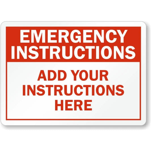 Emergency Instructions Custom Aluminum Sign — product artwork
