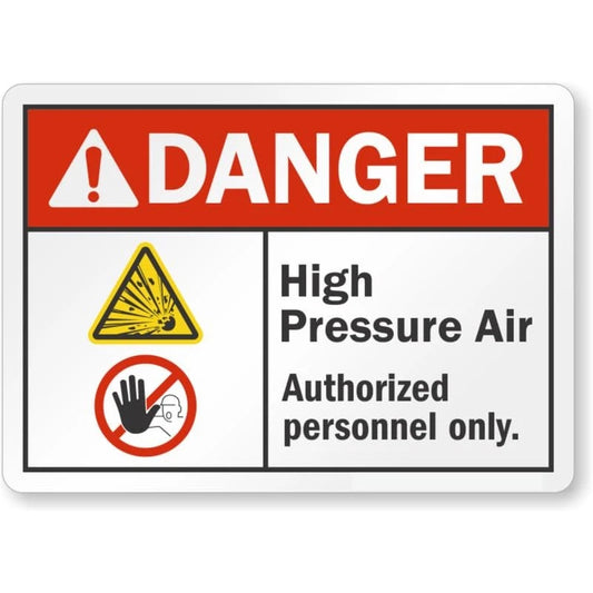 High Pressure Air Explosion Danger Aluminum Sign — product artwork