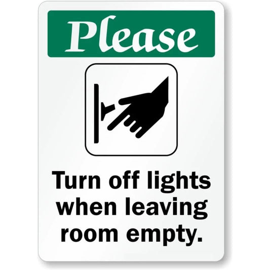 Please Turn Off Lights Aluminum Sign — product artwork