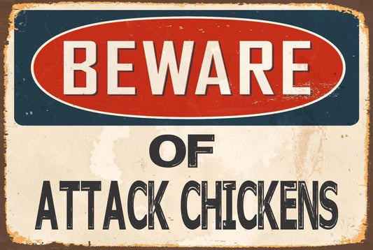 Attack Chickens Novelty Aluminum Sign — product artwork