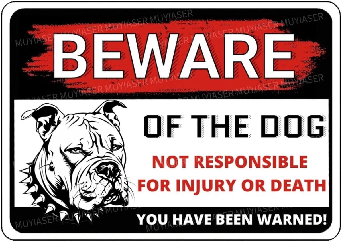 Beware Dog Funny Pitbull Warning Aluminum Sign — product artwork