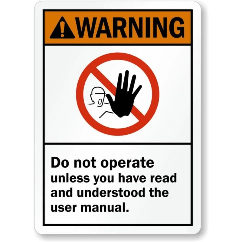 Dont Operate Read Manual Aluminum Sign — product artwork