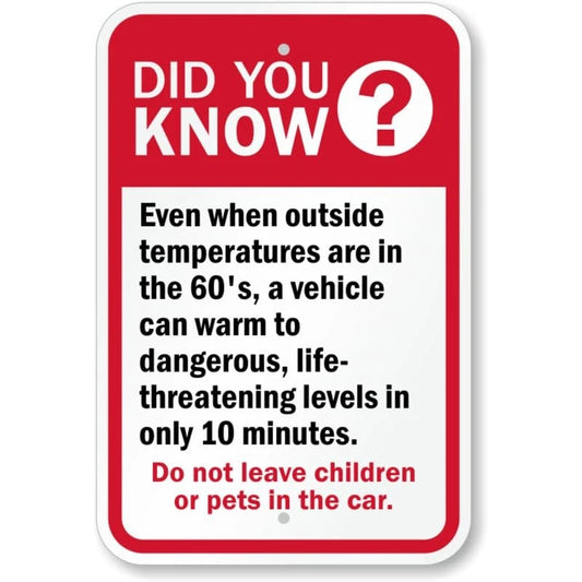 Pet Car Warning Aluminum Sign — product artwork