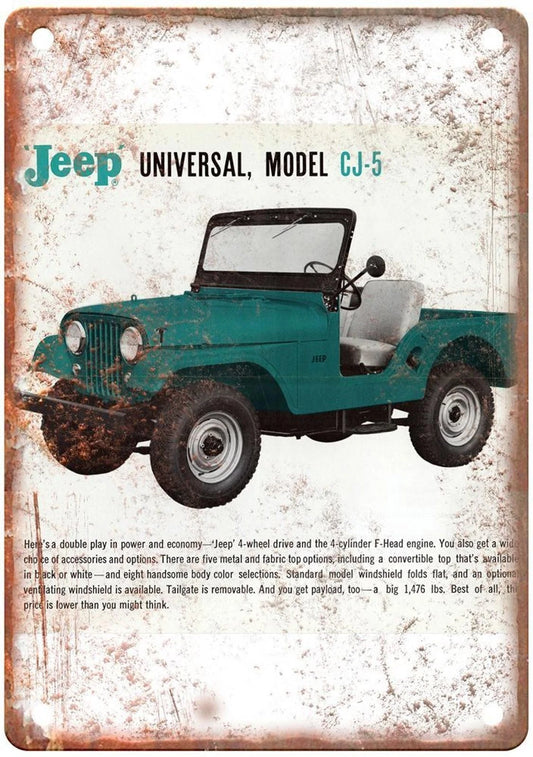 Vintage Jeep Retro 1946 Universal Jeep Aluminum Sign — product artwork