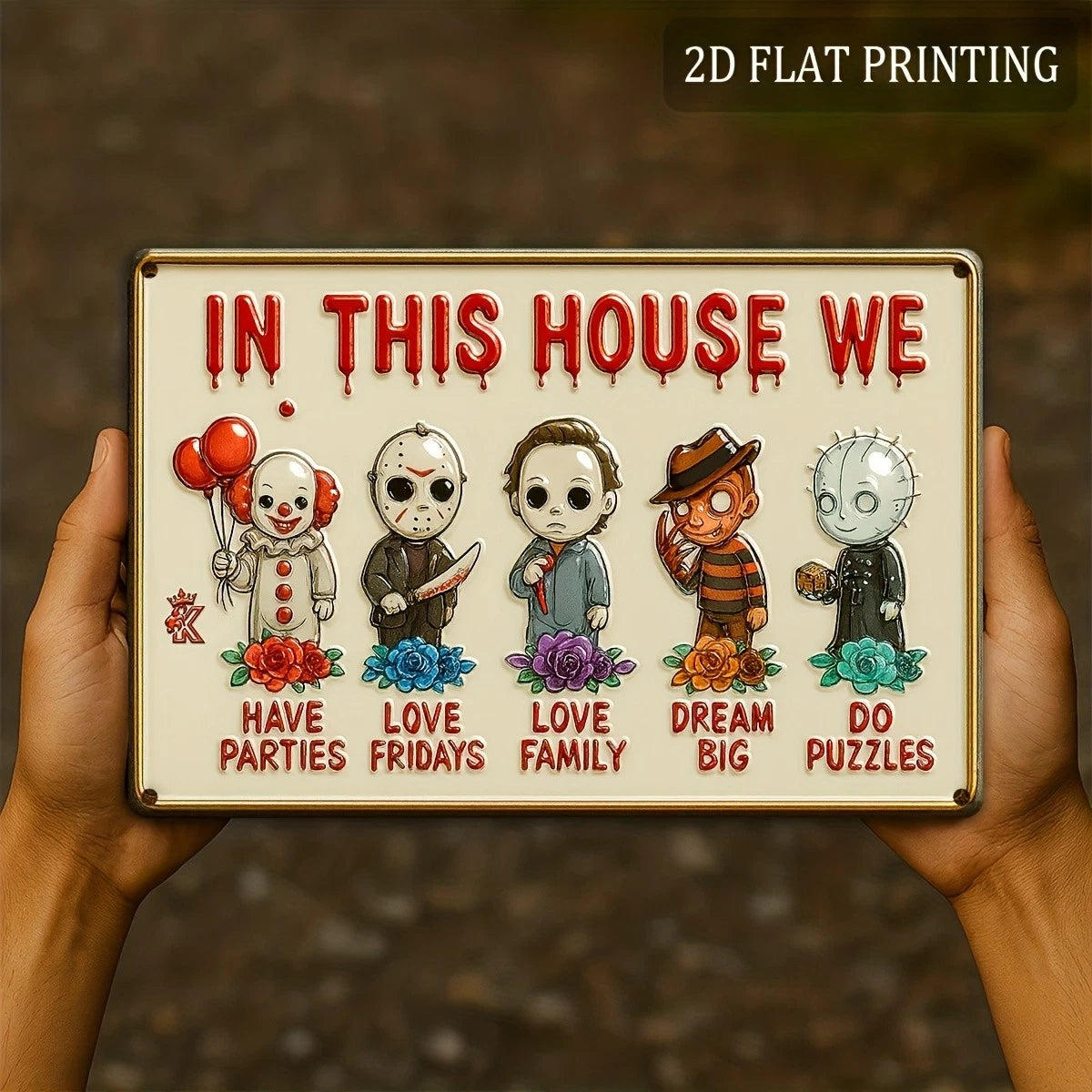 Wooden Funny in This House We Rustic Aluminum Sign — product artwork