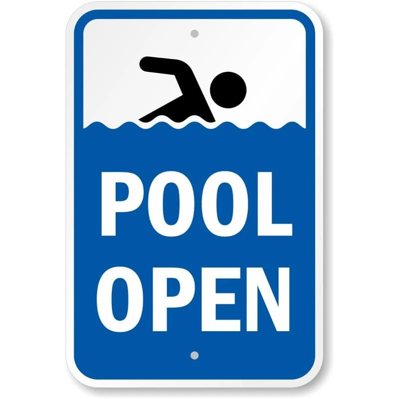Swimming Pool Open with Symbol Aluminum Sign — product artwork