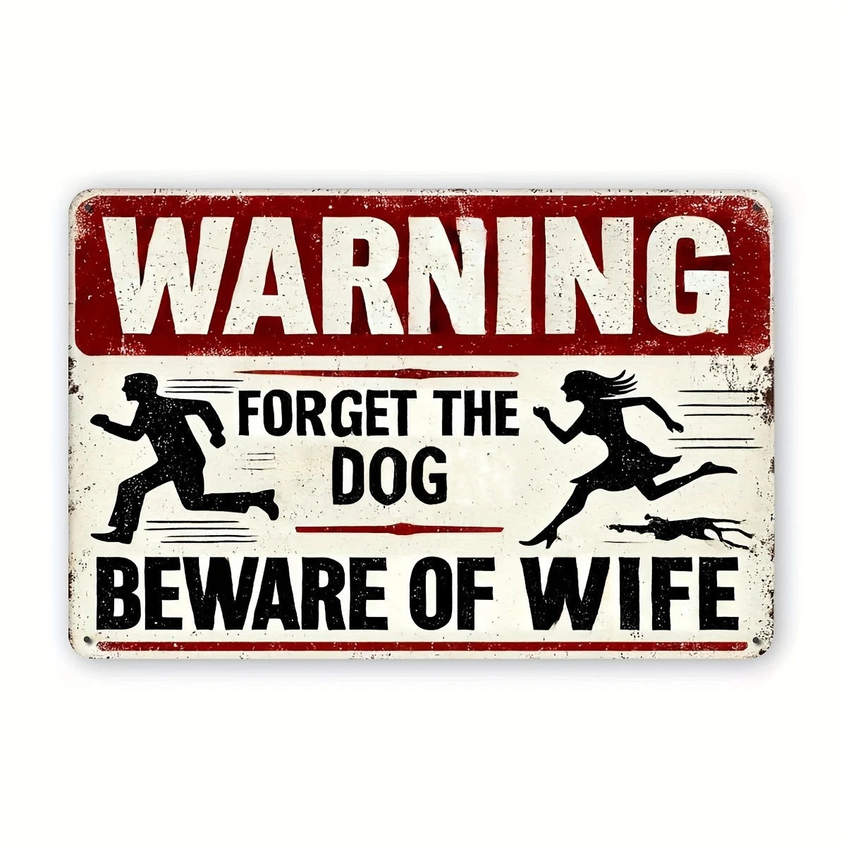 Retro Funny Beware of the Wife Aluminum Sign — product artwork