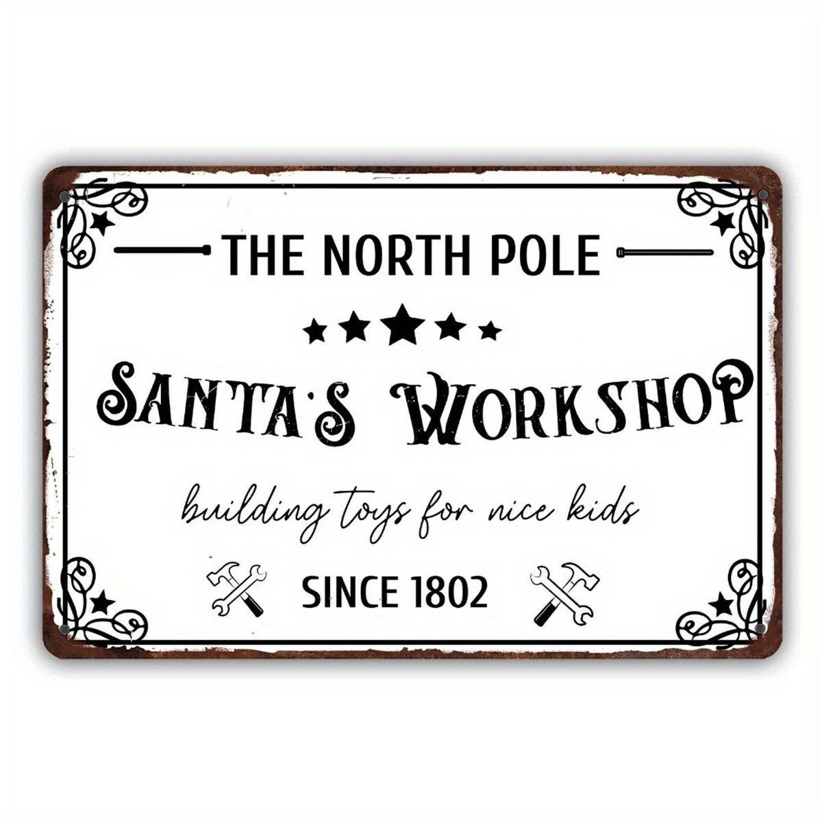 Christmas Santa's Workshop Funny Aluminum Sign — product artwork