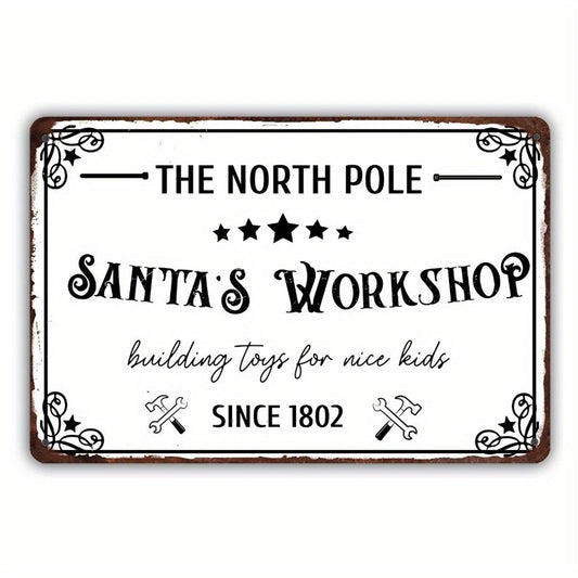 Christmas Santa's Workshop Funny Aluminum Sign — product artwork
