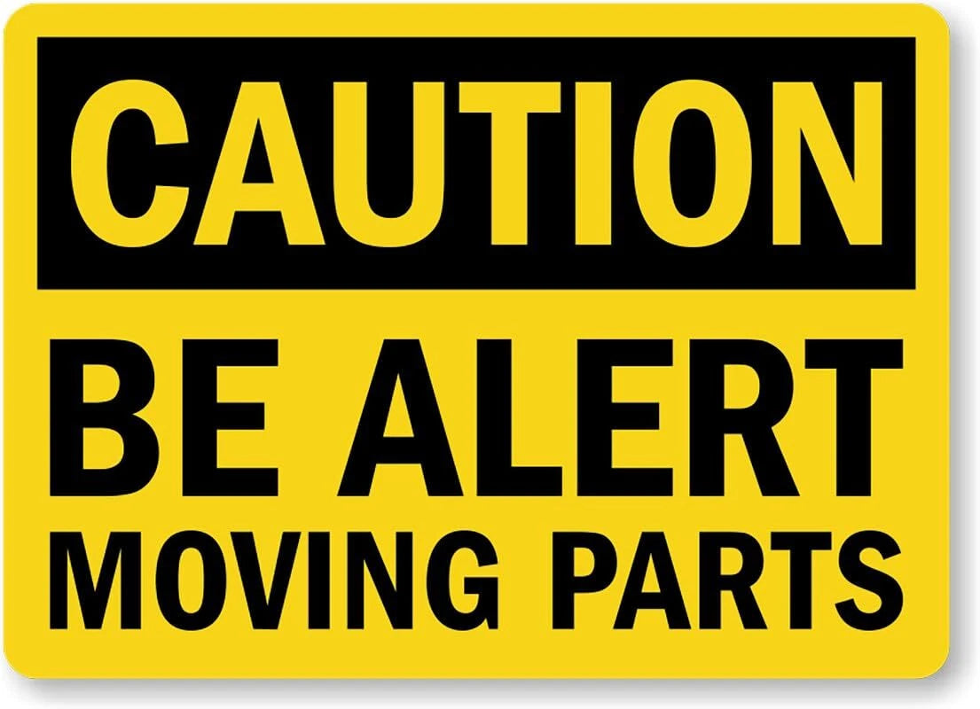 Moving Parts Caution Safety Aluminum Sign — product artwork
