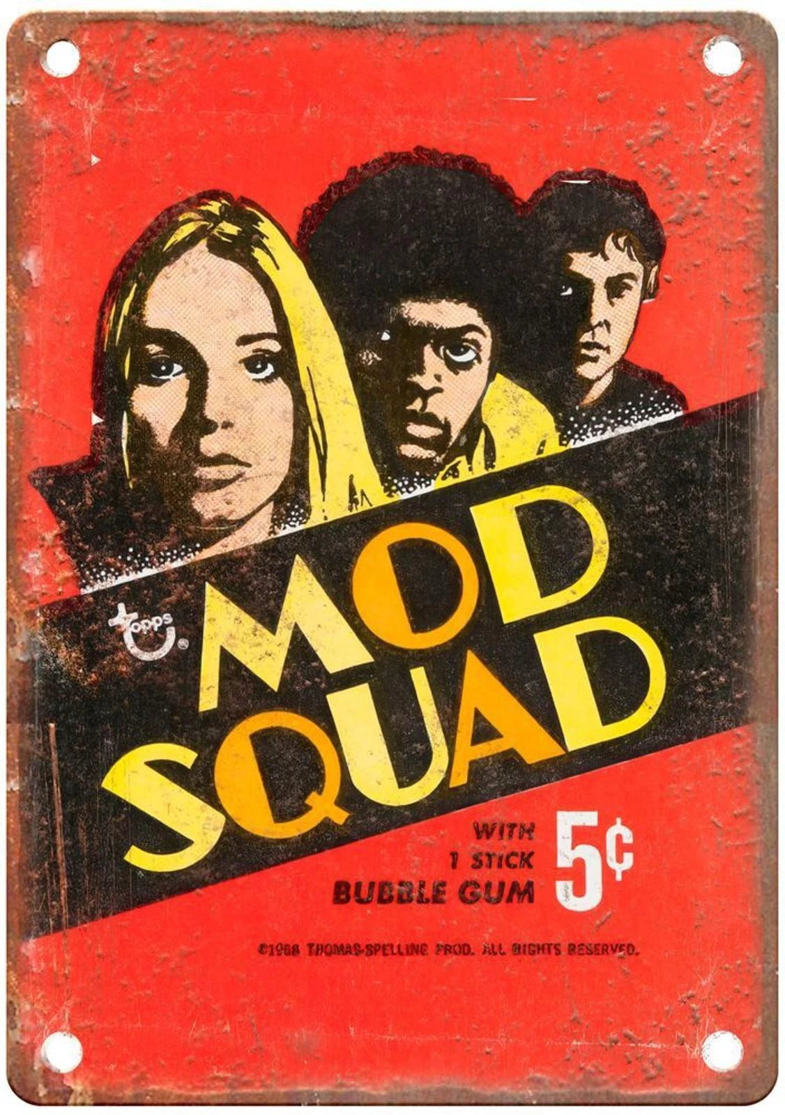 The Mod Squad Topps Bubble Gum Wrapper Aluminum Sign — product artwork