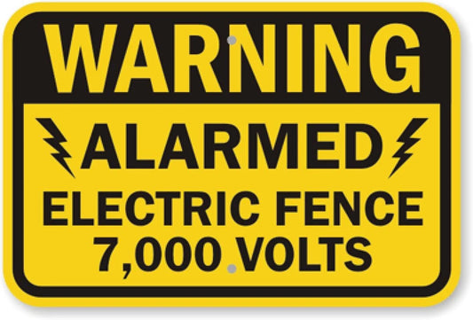 Electric Fence Alarmed Warning Aluminum Sign — product artwork