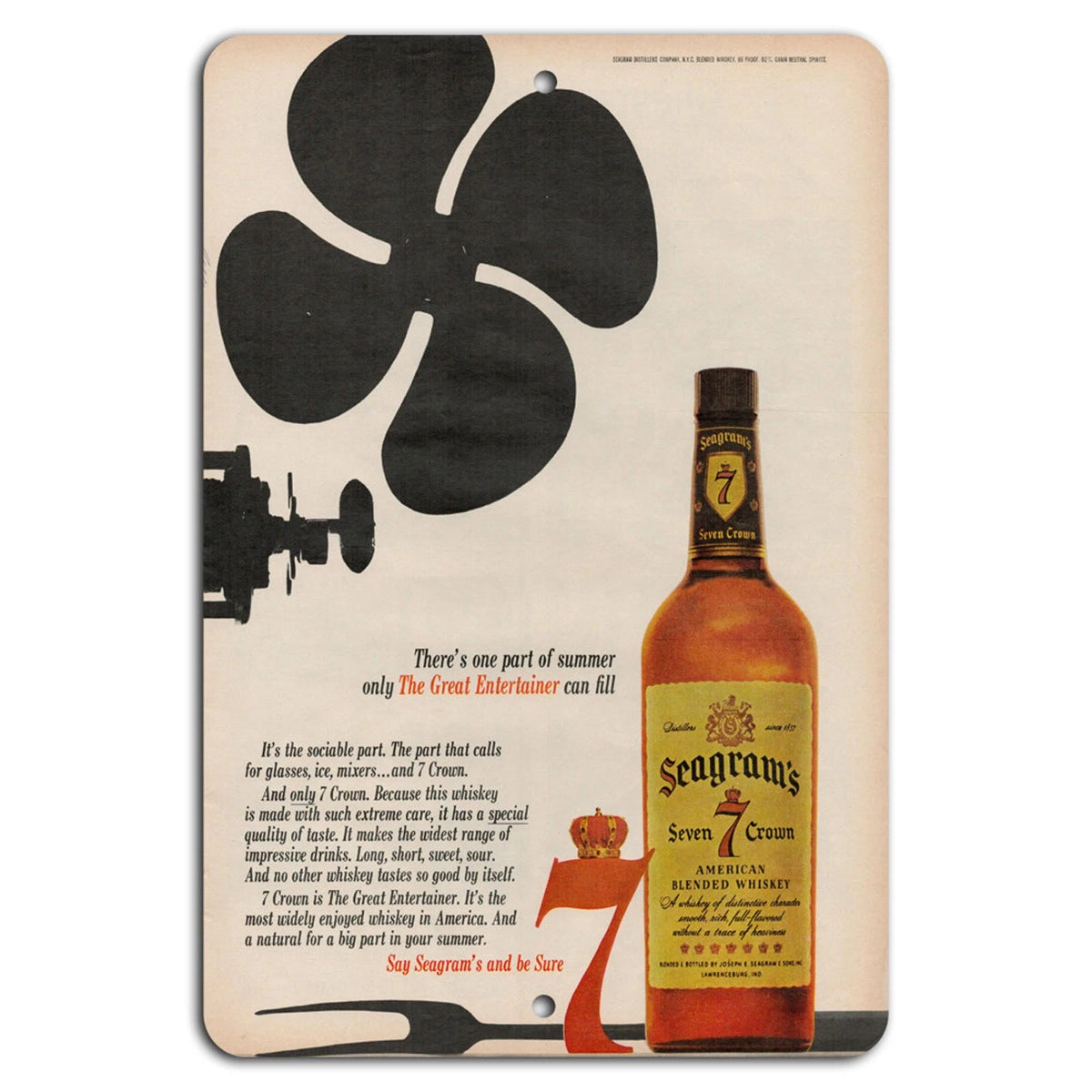 Seagram's 7 Vintage Retro Rustic Graphic Art Aluminum Sign — product artwork