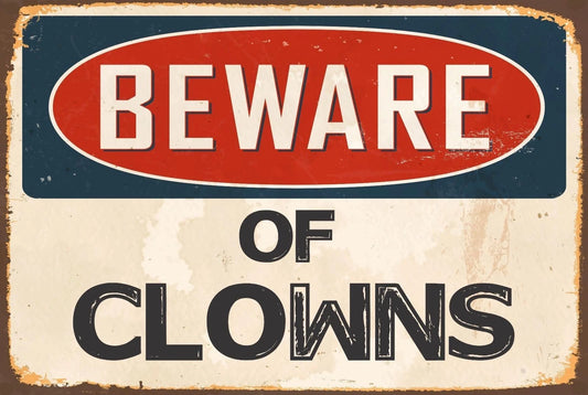Danger Sticker Tiger Beware of Clowns Funny Aluminum Sign — product artwork