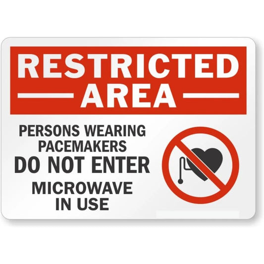 Do Not Enter Microwave Oven in Use Restricted Area Aluminum Sign — product artwork