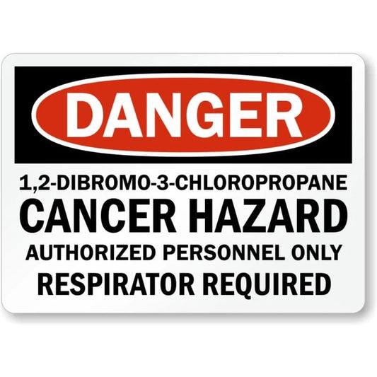 Danger Cancer Hazard Authorized Personnel Respirator Required Sign — product artwork