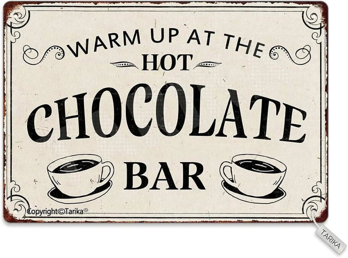 Funny Warm Up Hot Chocolate Bar Aluminum Sign — product artwork