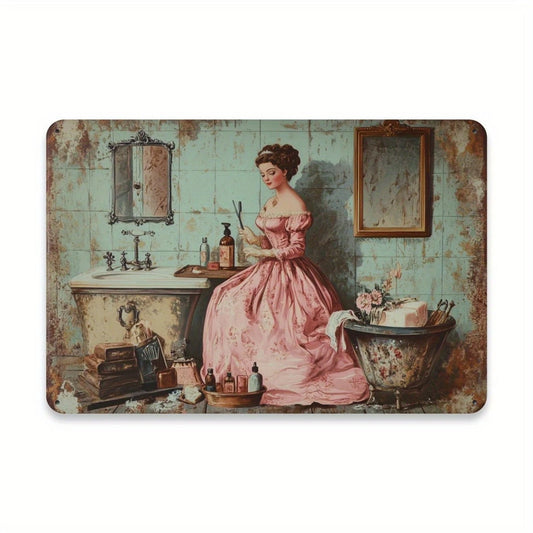 Victorian Lady Vintage Funny Bathroom Aluminum Sign — product artwork