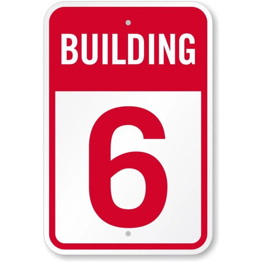 Building Number 6 Aluminum Sign — product artwork