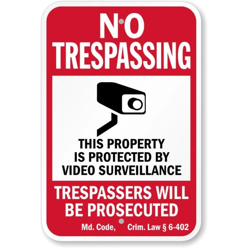 Maryland Video Surveillance Aluminum Sign — product artwork