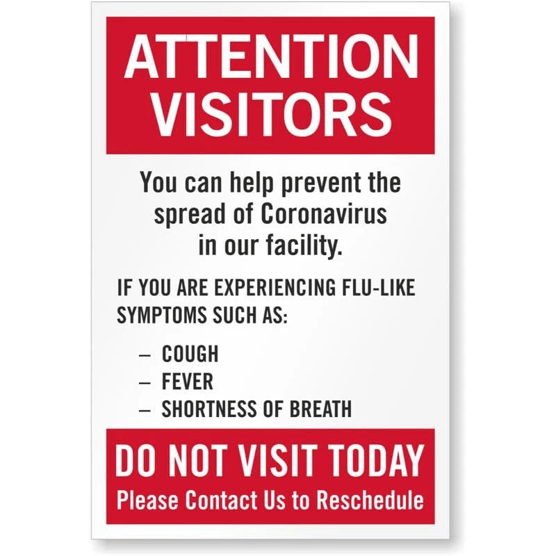Attention Visitors Help Prevent the Spread Aluminum Sign — product artwork