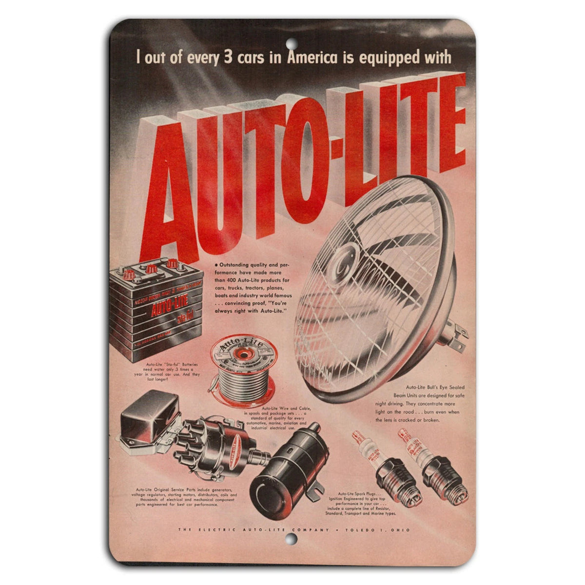 Auto-lite Retro Vintage Garage Aluminum Sign — product artwork