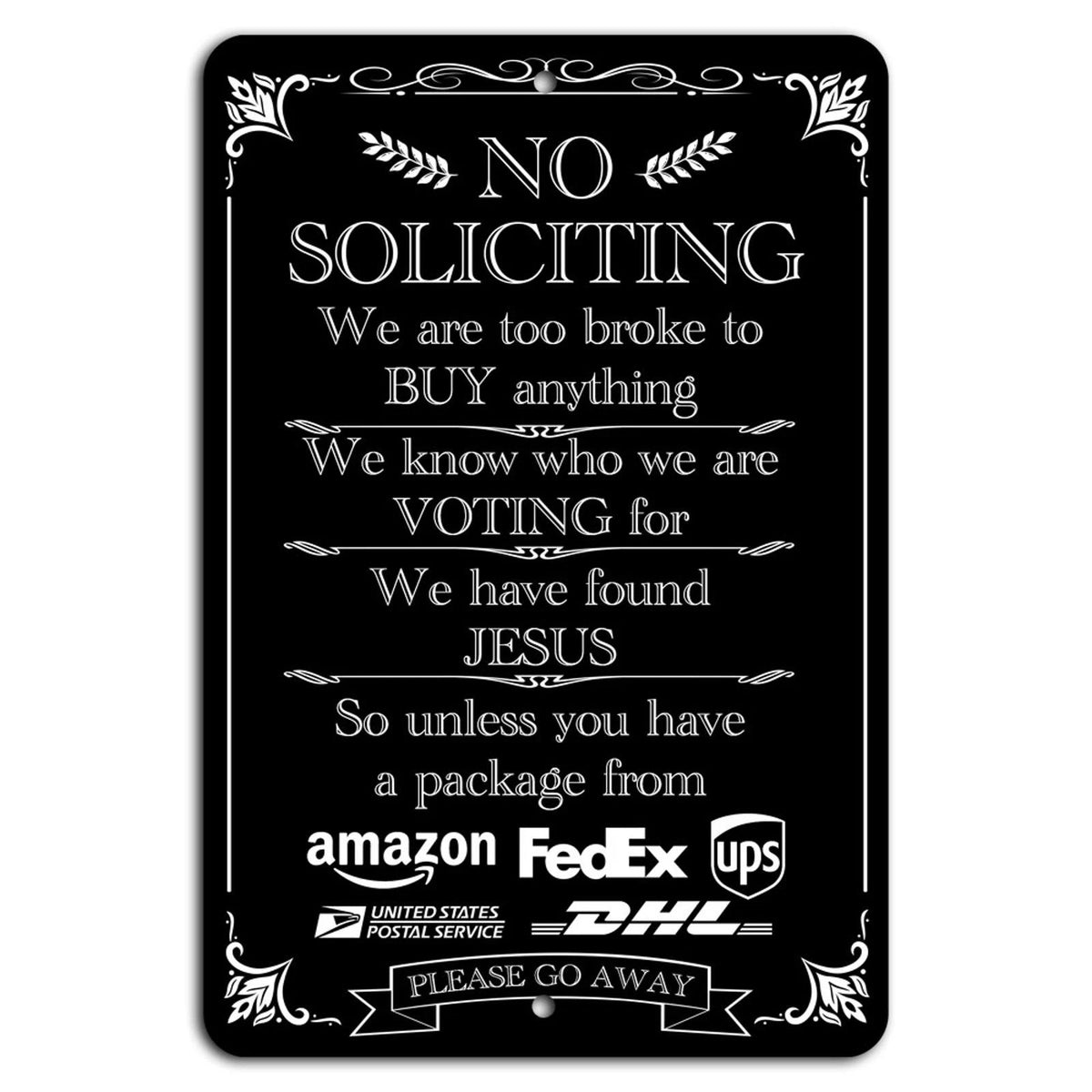 No Soliciting Privacy Door Aluminum Sign — product artwork