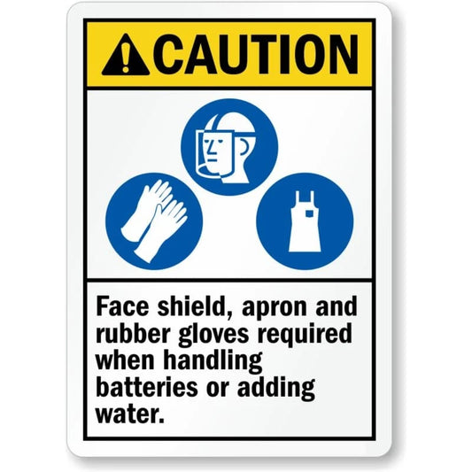 Ppe Required Handling Batteries Aluminum Sign — product artwork
